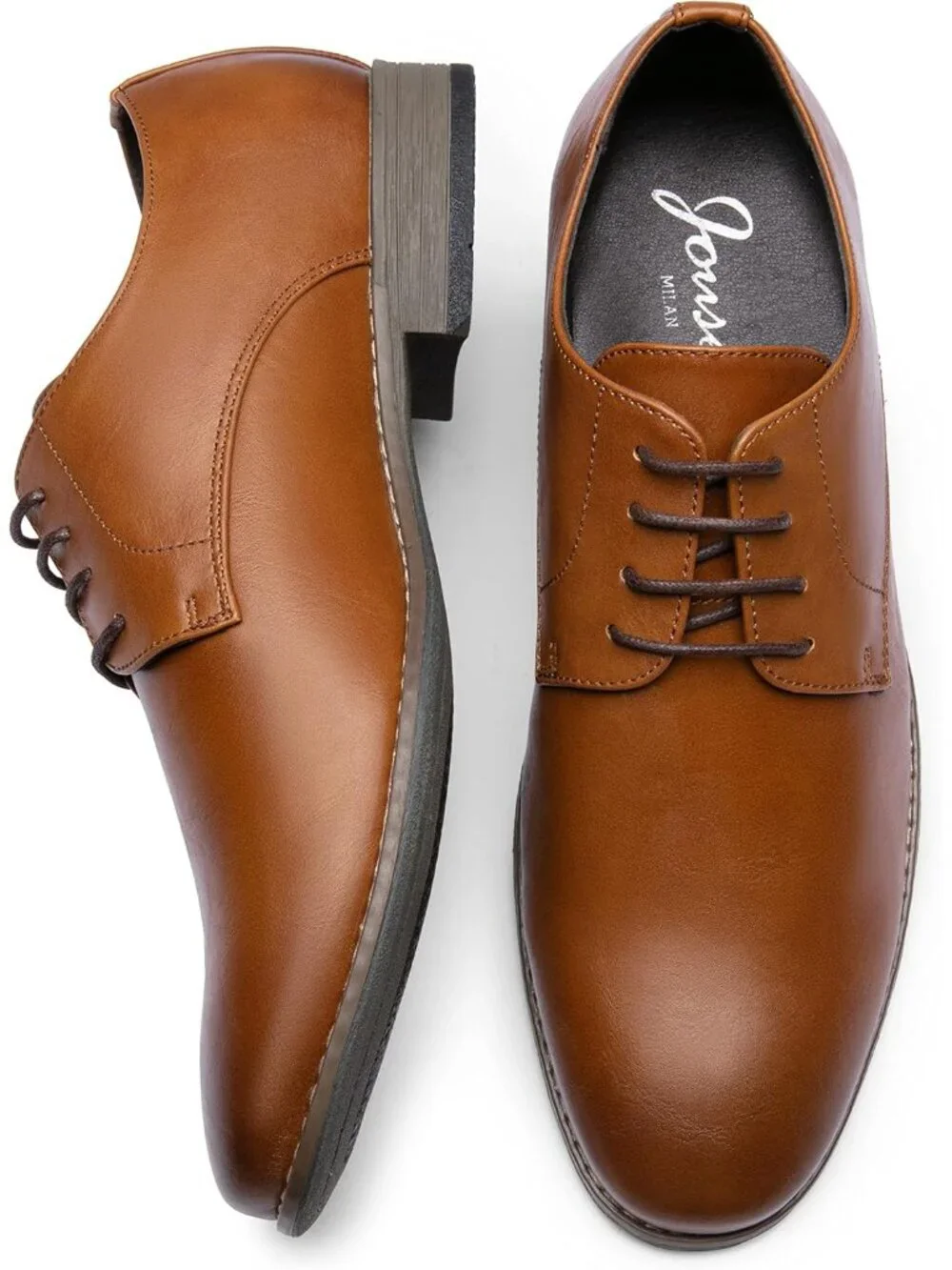 Men's Brown Leather Formal Non Slip Wedding Oxford Derby Dress Shoes